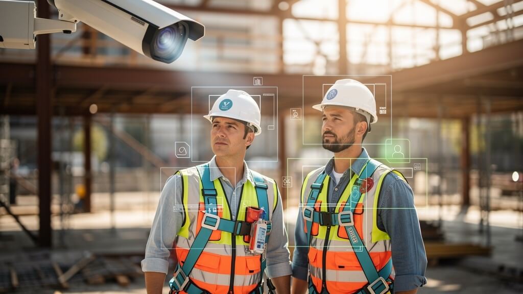 AI-videoanalyse voor PBM-detectie op een industriële of bouwsite met slimme camera